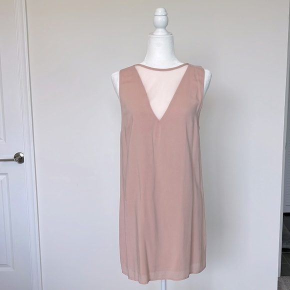 Urban Outfitters Silence + Noise Mini Dress V Neck Mesh Cutout Sleeveless Shift - Picture 1 of 17